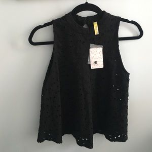 COPY - NWT Free people black eyelet top size XS